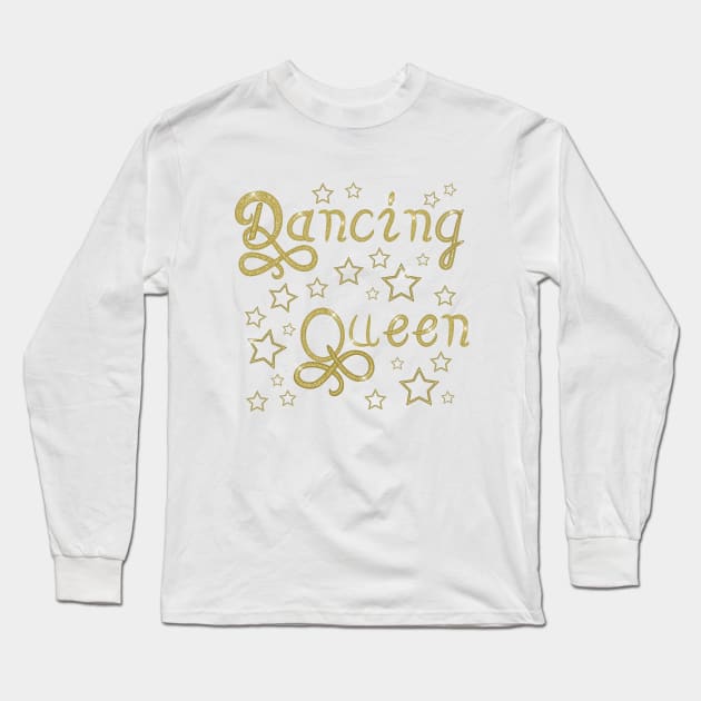 Dancing queen-Gold Long Sleeve T-Shirt by ElleNico Art & Design